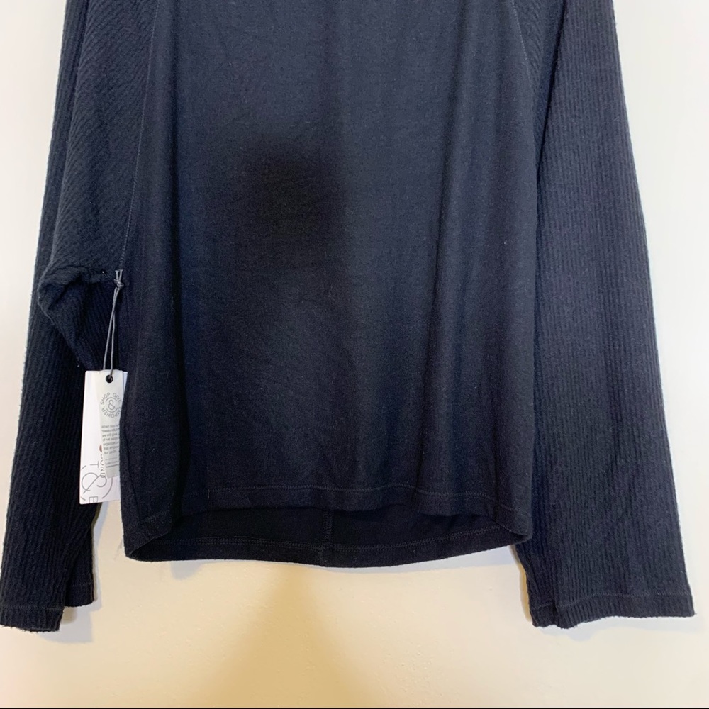 NWT Treasure & Bond Black Ribbed Knit Long Raglan Sleeve Top Small - Picture 8 of 12